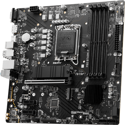 Материнская плата/ MB MSI INTEL B760 s1700, 4xDDR5(256GB), D-SUB/HDMI 2.1/DP, 1xPCIe 4.0x16, 2xPCIe 4.0, 1xLAN, 4xSATA 6Gb/s, 2xM.2, 1xUSB-C, 1xUSB 3.2, 4xUSB 2.0, 2xPS/2, mATX