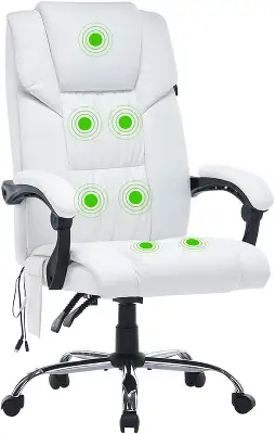 Кресло Cactus с вибромассажем CS-CHR-OC02M-WT белый экокожа крестов. сталь