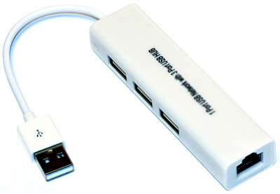 Сетевой адаптер USB 2.0 KS-is KS-311 c хабом USB на 3 порта