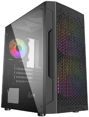 Powercase CMIMZB-L3 Корпус Mistral Micro Z3B Mesh LED, Tempered Glass, 2x 140mm + 1х 120mm 5-color fan, чёрный, mATX  (CMIMZB-L3)