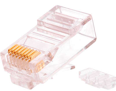 Коннектор NIKOMAX RJ45/8P8C под витую пару, Кат.6 (Класс E), 250МГц, покрытие 50мкд, универсальные ножи, неэкранированный, со вставкой, круглый ввод, уп-ка 100шт.