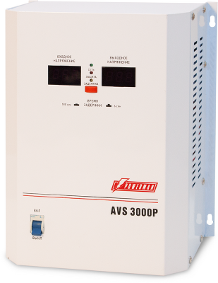 Стабилизатор POWERMAN AVS 3000P, ступенчатый регулятор, цифровые индикаторы уровней напряжения, 3000ВА, 110-260В, максимальный входной ток 20А, клеммная колодка, IP-20, навесной, 260мм х 220мм х 130мм, 7.2 кг./ Stabilizer POWERMAN AVS 3000P, step-type reg