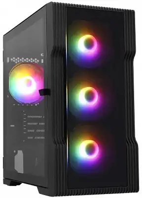 Корпус 1STPLAYER TRILOBITE T3-G, черный, mATX, Без БП (T3-G-BK-4F1)