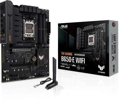 ASUS TUF GAMING B650-E WIFI (Socket AM5, ATX, 4xDDR5(192GB), DP/HDMI, 2xPCIe 4.0x16/1xPCIe 4.0, 1xLAN (2.5GbE), Wi-Fi, BT, 4xSATA 6Gb/s, 3xM.2, 1xType-C, 4xUSB 3.2, 3xUSB 2.0)