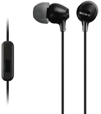 Гарнитура внутриканальные Sony MDR-EX14AP 1.2м черный проводные в ушной раковине (MDREX14AP/BZIN)