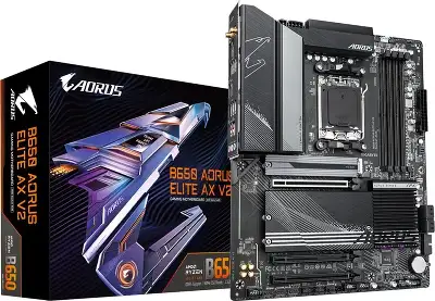 Материнская плата Gigabyte B650 A ELITE AX V2 Socket AM5 AMD B650 4xDDR5 ATX AC`97 8ch(7.1) 2.5Gg RAID+HDMI+DP
