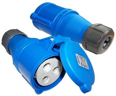 Розетка Lanmaster LAN-IEC-309-32A1P/F однофазная мама 32A 250V разборная синий