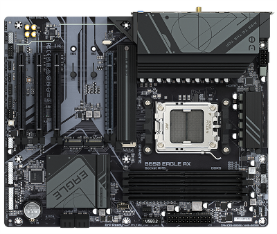 Материнская плата GIGABYTE B650 EAGLE AX, AM5, B650, 4*DDR5, 4*SATA, 3*M.2, 2*USB 3.2, 6*USB 2.0, Type-C, 4*PCIx16, DP+HDMI, ATX