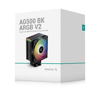 Кулер для процессора DEEPCOOL AG500 BK ARGB V2 LGA1700/1200/115X/AM5/AM4 (12шт/кор, TDP 240W, PWM, ARGB Fan 120mm, 5 тепл. трубок) RET