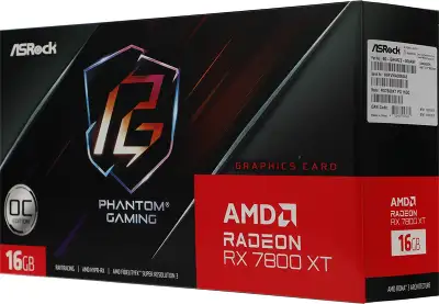 Видеокарта Asrock PCI-E 4.0 RX7800XT PG 16GO AMD Radeon RX 7800XT 16Gb 256bit GDDR6 2254/19500 HDMIx1 DPx3 HDCP Ret
