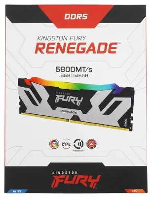 Модуль памяти DDR5 DIMM 16Gb DDR6800 Kingston FURY Renegade Silver RGB (KF568C36RSA-16)