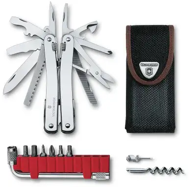 Мультитул Victorinox SwissTool Spirit X (3.0235.N) 105мм 35функц. мини-отвертка/штопор/набор бит/удлинитель/чехол нейлоновый серебристый карт.коробка