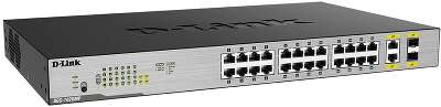 Коммутатор D-Link DGS-1026MP/B2A Неуправляемый коммутатор с 24 портами 10/100/1000Base-T, 2 комбо-портами 100/1000Base-T/SFP (24 порта PoE 802.3af/at, PoE-бюджет 370 Вт)