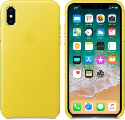 Кожаный чехол для iPhone X Apple Leather Case, Spring Yellow [MRGJ2ZM/A]