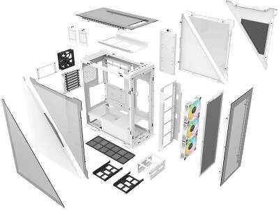 Корпус Thermaltake Divider 500 TG Snow ARGB CA-1T4-00M6WN-01 White/Win/SPCC/Tempered Glass*4/120mm ARGB Fan*3/120mm CA-1T4-00M6WN-01 Standard Fan*1 (527897)
