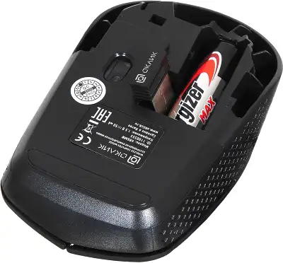 Мышь Оклик 486MW черный оптическая 1600dpi беспров. USB для ноутбука 3but (1196555)