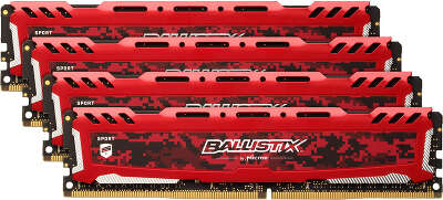 Набор памяти DDR4 DIMM 4x8Gb DDR3000 Crucial Ballistix Sport LT Red (BLS4K8G4D30AESEK)