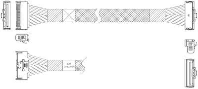 Кабель JPC P7322GB00800-2 Cable MCIO x8 74P (прямой Straight Type) -TO- MCIO x8 74P (угловой Right Angle) , 85 Ohm, L:80cm