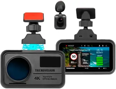 Видеорегистратор с радар-детектором TrendVision Hybrid Signature Real 4K 2CH GPS ГЛОНАСС черный