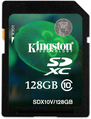 Карта памяти 128 Гб SDXC Kingston Class 10 [SDX10V/128GB]