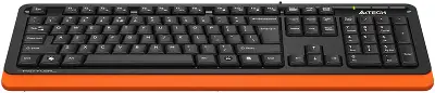Клавиатура A4Tech FKS10 черный/оранжевый USB (подставка для запястий) (FKS10 ORANGE) кабель 1.5м