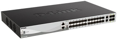 Коммутатор D-Link PROJ Управляемый L3 стекируемый коммутатор, 24x1000Base-X SFP, 2x10GBase-T, 4x10GBase-X SFP+, CLI, порт управления 1000Base-T, консольный порт RJ-45, 1xUSB, RPS, поддержка Dying Gasp