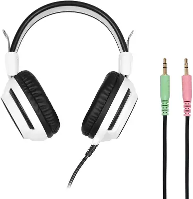 Наушники с микрофоном Оклик HS-G300 ARMAGEDDON белый/черный 2.2м мониторные оголовье (361558)