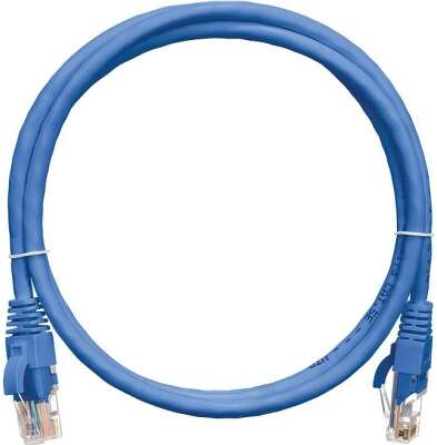 Коммутационный шнур NIKOMAX U/UTP 4 пары, Кат.5е (Класс D), 100МГц, 2хRJ45/8P8C, T568B, заливной, с защитой защелки, многожильный, BC (чистая медь), 24AWG (7х0,205мм), поливинилхлорид, синий, 1,5м