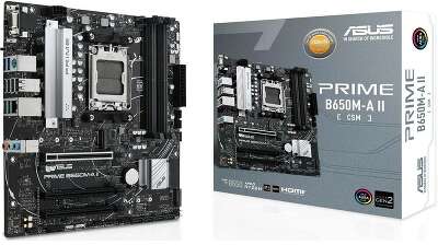 ASUS PRIME B650M-A II-CSM (Socket AM5, mATX, 4xDDR5(192GB), VGA/DP/HDMI, 3xPCIe 4.0x16, 1xLAN, 4xSATA 6Gb/s, 2xM.2, 2xUSB 3.2, 4xUSB 2.0, PS/2)