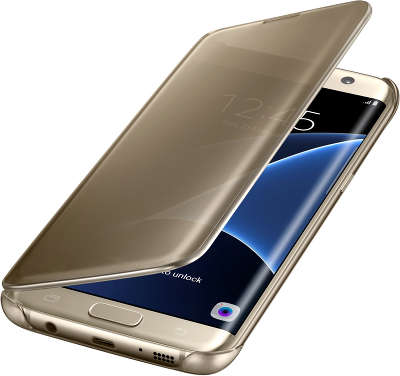 Чехол-книжка Samsung для Samsung Galaxy S7 Edge Clear View Cover, золотистый (EF-ZG935CFEGRU)