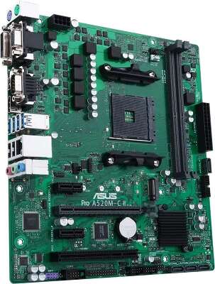 Материнская плата Asus PRO A520M-C II/CSM Soc-AM4 AMD A520 2xDDR4 mATX AC`97 8ch(7.1) GbLAN RAID+VGA+DVI+HDMI+DP