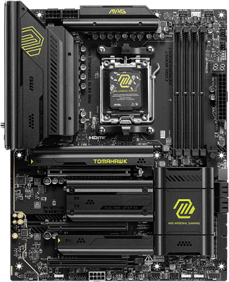 Материнская плата MSI MAG X870 TOMAHAWK WIFI,X870,AM5,4DDR5,3PCI-Ex16,4M.2,4SATA3,2USB4,1USB 3.2 Gen2x2,3