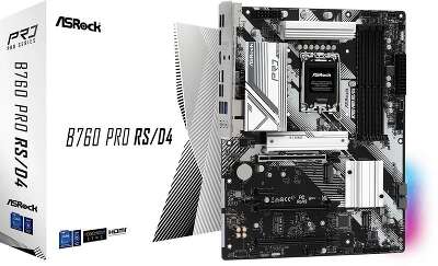 Материнская плата Asrock B760 PRO RS/D4 Soc-1700 Intel B760 4xDDR4 ATX AC`97 8ch(7.1) 2.5Gg RAID+HDMI+DP