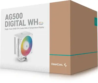 Устройство охлаждения(кулер) Deepcool AG500 Digital ARGB Soc-AM5/AM4/1200/1700/1851 белый 4-pin 29.4dB Al+Cu LCD 240W 845gr Ret (R-AG500-WHADMN-G-1)