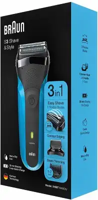 Бритва сетчатая Braun Series 3 310 реж.эл.:2 питан.:аккум. черный/голубой