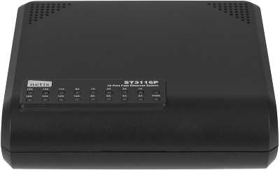 Netis ST3116P Коммутатор, неуправляемый 16-портовый 10/100 Мбит/с, 16 порта RJ45 10/100 Мбит/с, настольный, пластиковый корпус