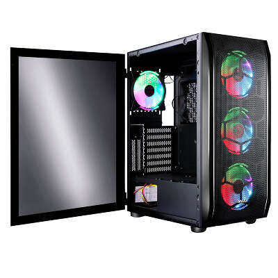 Корпус Ginzzu GL 300 FAN 12CM RGB*4 USB3.0 Window