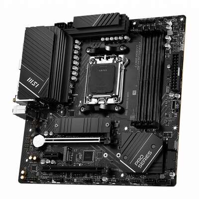 Материнская плата MSI PRO B650M-A WIFI B650, AM5, 4*DDR5, 2*PCIEx16, 1*PCIEx1, 2*M.2, 1*TypeC, 4*USB3.2Gen2, 6*USB3.2Gen1, 4*USB2.0, 4*SATA3.0, 2.5G, DP, HDMI, M-ATX, RTL