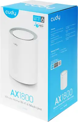 Бесшовный Mesh роутер Cudy M1800 (M1800(1-PACK)) AX1800 10/100/1000BASE-TX белый