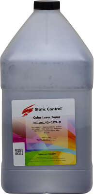 Тонер Static Control Универсальный для Oki C310/C3300/C610/C5500/C810/C8800, Bk, 1 кг, флакон