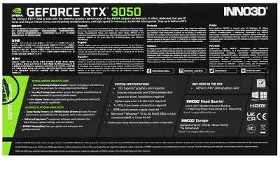 Видеокарта Inno3D NVIDIA nVidia GeForce RTX 3050 TWIN X2 OC 8Gb DDR6 PCI-E HDMI, 3DP