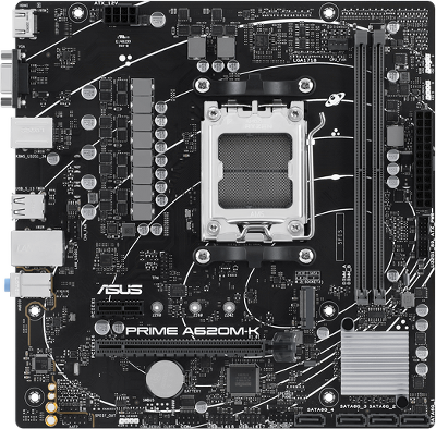 Материнская плата ASUS PRIME A620M-K, AM5, A620, 2*DDR5, 4*SATA, 1*M.2, 4*USB 3.2, 2*USB 2.0, 2*PCIx16, 1*PCIx1, VGA+HDMI, mATX; 90MB1F40-M0EAY0