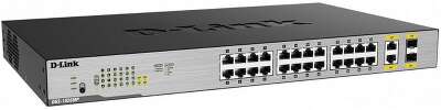 Коммутатор D-Link DGS-1026MP/B2A 24 портов (24 x 10/100/1000Base-T, 2x100/1000Base-T/SFP (24 порта PoE 802.3af/at, бюджет 370 Вт) (DGS-1026MP/B2A)