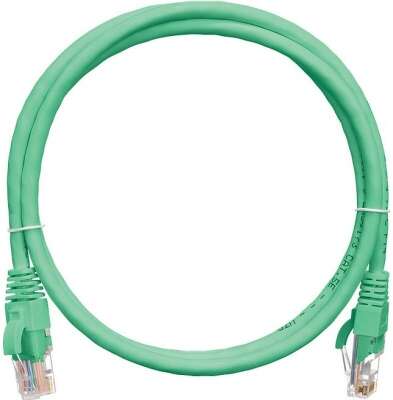 Коммутационный шнур NIKOMAX U/UTP 4 пары, Кат.5е (Класс D), 100МГц, 2хRJ45/8P8C, T568B, заливной, с защитой защелки, многожильный, BC (чистая медь), 24AWG (7х0,205мм), поливинилхлорид, зеленый, 0,3м