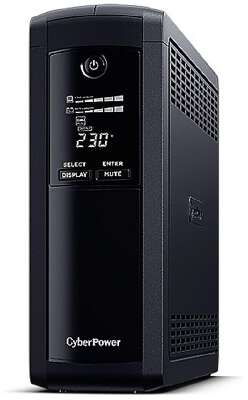 ИБП CyberPower VP1600ELCD {Line-Interactive, Tower, 1600VA/960W USB/RS-232/RJ11/45  (4 + 1 EURO), 12В/9 Ач х 2}