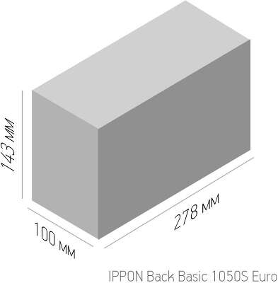 Источник бесперебойного питания Ippon Back Basic 1050S Euro 600Вт 1050ВА черный