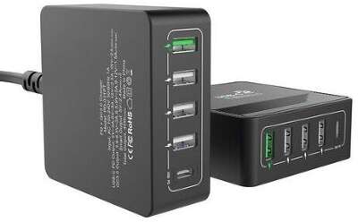 Зарядное устройство ACD CЗУ (ACD-P605U-V1B) 60Вт, Сетевое ЗУ 5xUSB 1PD+1QC+3Smart, 3.6;20В/3А RTL {40}