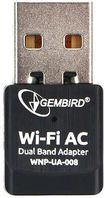 Адаптер Wi-Fi GEMBIRD WNP-UA-008, 802.11a/b/g/n/ac, 2.4 / 5 ГГц, до 433 Мбит/с, 20 дБм, USB