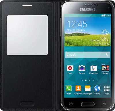 Чехол-книжка Samsung для Samsung Galaxy S5 mini S-View, Black (EF-CG800BBEGRU)