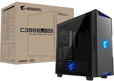 Корпус Gigabyte AORUS C300 Glass MidTower, ATX, USB-C x1, USB3.0 x2, Audio I/O, GPU:400mm, Black, TG (551223)
